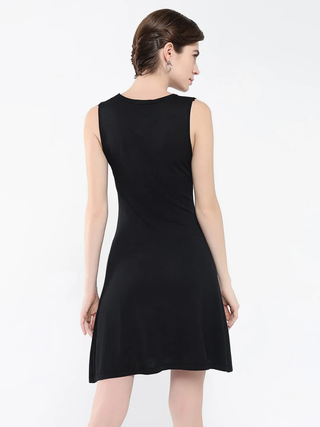 Light Blend Effortless Piece Women's Black Bodycon Sleeveless Round Neck Dress