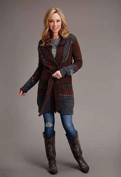 Stetson Women's Belted Steer Head Sweater Ribbed Knit