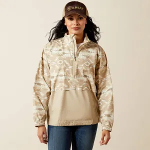 V-Neck Ariat Women's Whisper Pullover Jacket In White Pepper