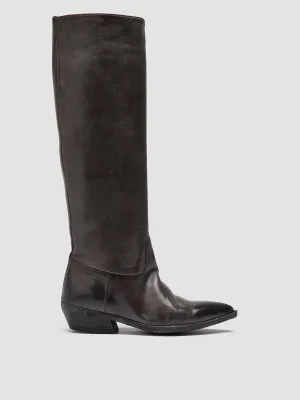 NOELIE DD 104 - Grey Leather Pull On Boots Cozy And Stylish Waterproof Trail Exploration