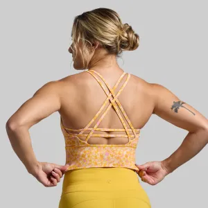 Reinforced Stress Points Tension Distribution Weave Crossfire Sports Bra (Flower Power)