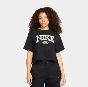 NSW Loose Cropped Womens Short Sleeve Shirt (Black/White) Formal Shirt Antistatic