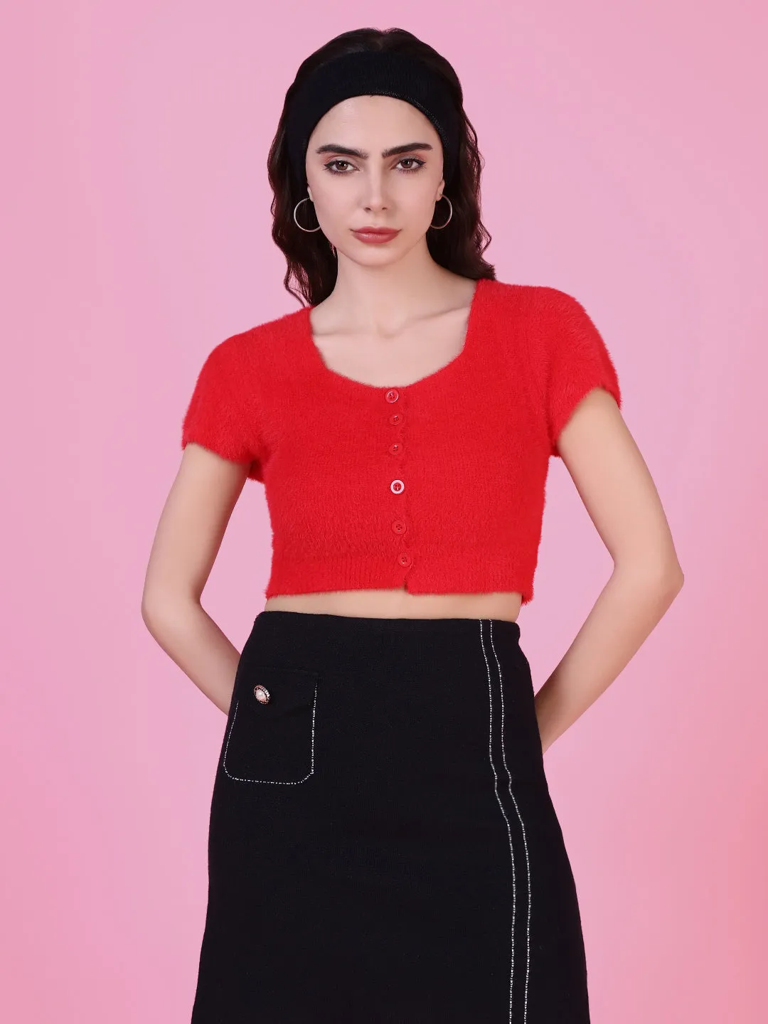 Women's Red Crop Top Unisex Chic Vibe