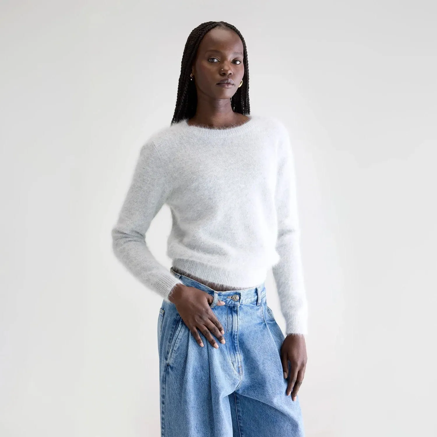 Datti Angora-Blend Sweater (Birch) Breezy Day Subtle Details