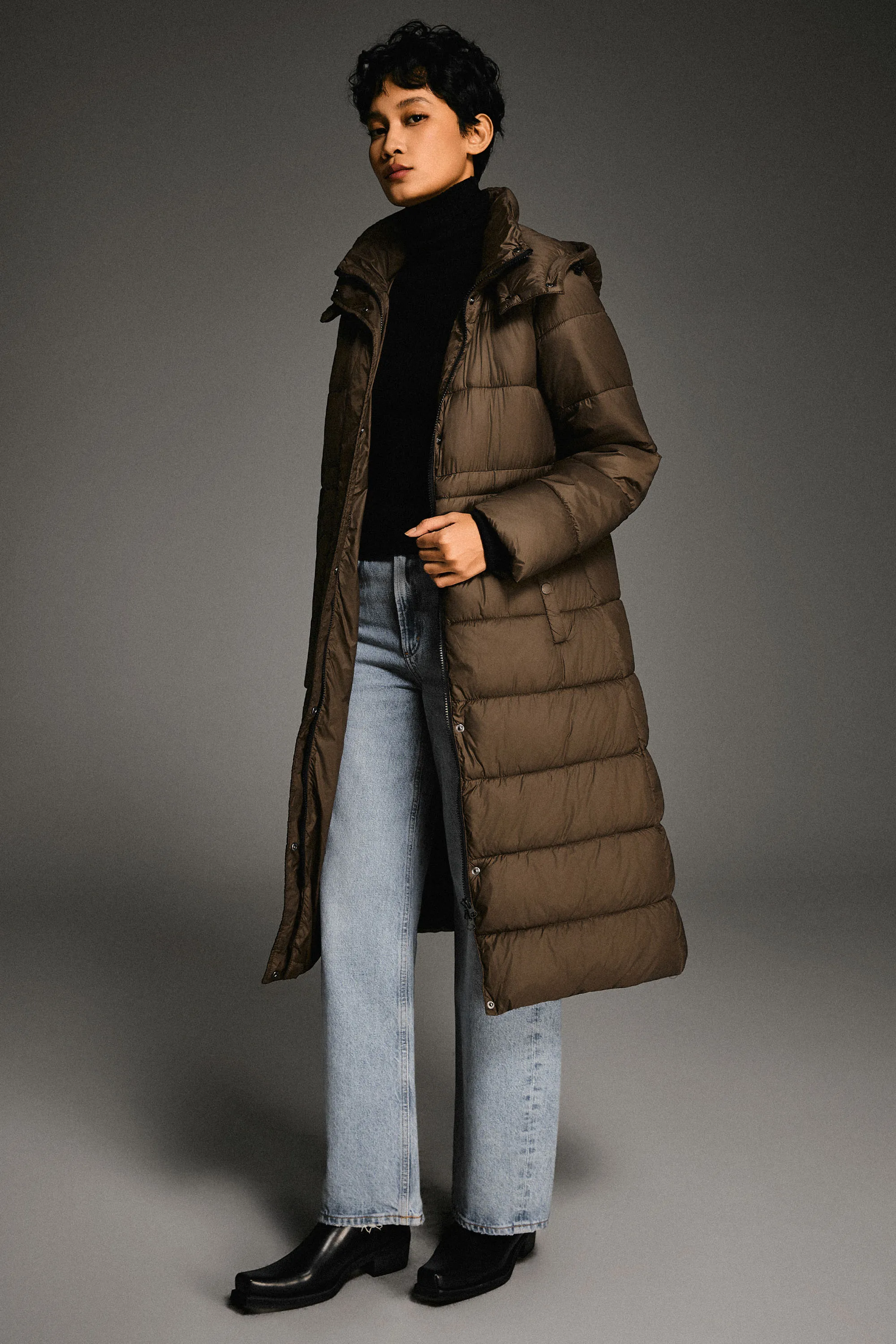 Long Hooded Quilted Lyrella Puffer Jacket Ventilation System
