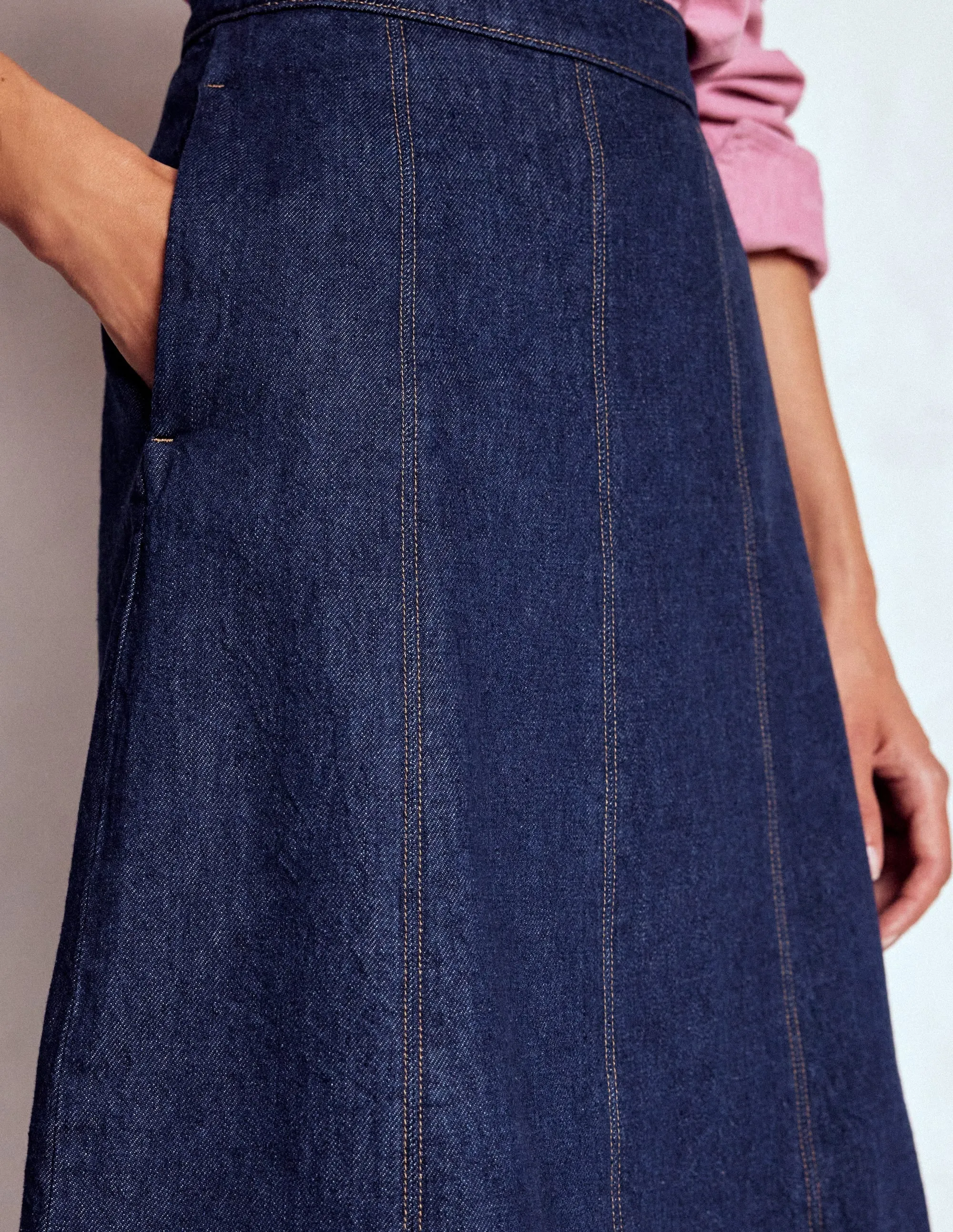 Joy Panelled Denim Skirt-indigo Soft Lines