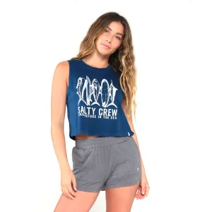 low end Powerful Line Up Cropped Tank Top - Blue Steel