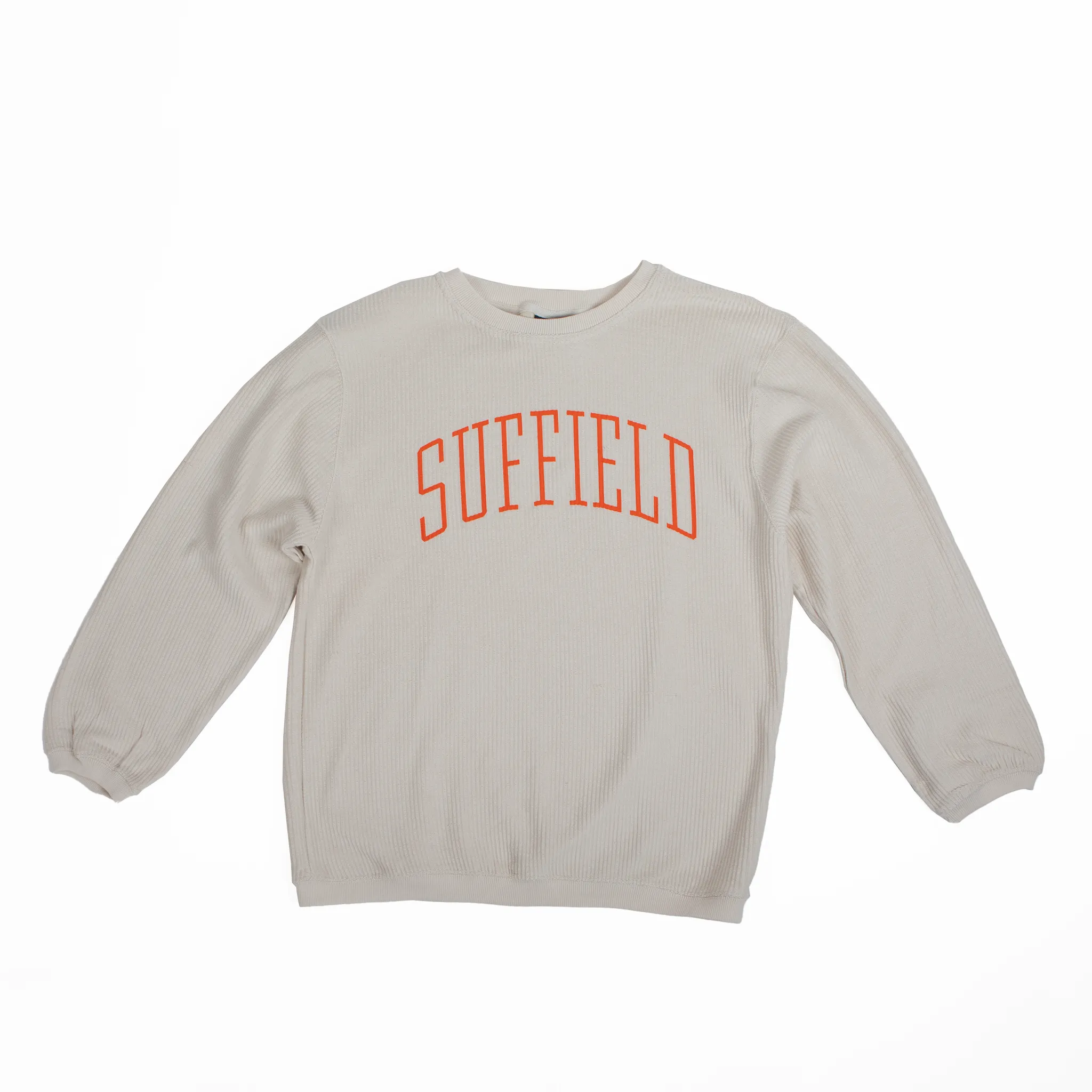 MV Sport Corded Crewneck with Orange Suffield lettering All-Weather Comfort