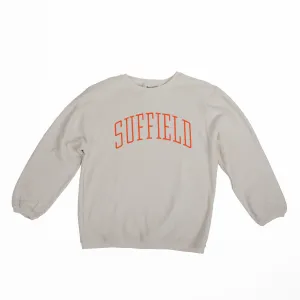Warm in winter MV Sport Corded Crewneck with Orange Suffield lettering