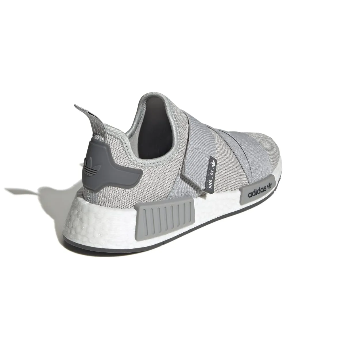 casual runner shoes bumpy ride shoe adaptability ADIDAS GW9470 NMD_R1 STRAP WMN'S (Medium)  Gray/White/Gray Stretch Knit Running Shoes