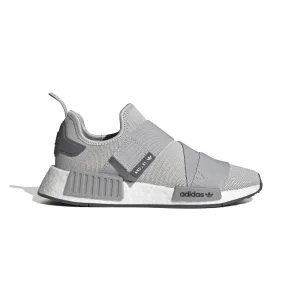 Bright - colored ADIDAS GW9470 NMD_R1 STRAP WMN'S (Medium)  Gray/White/Gray Stretch Knit Running Shoes