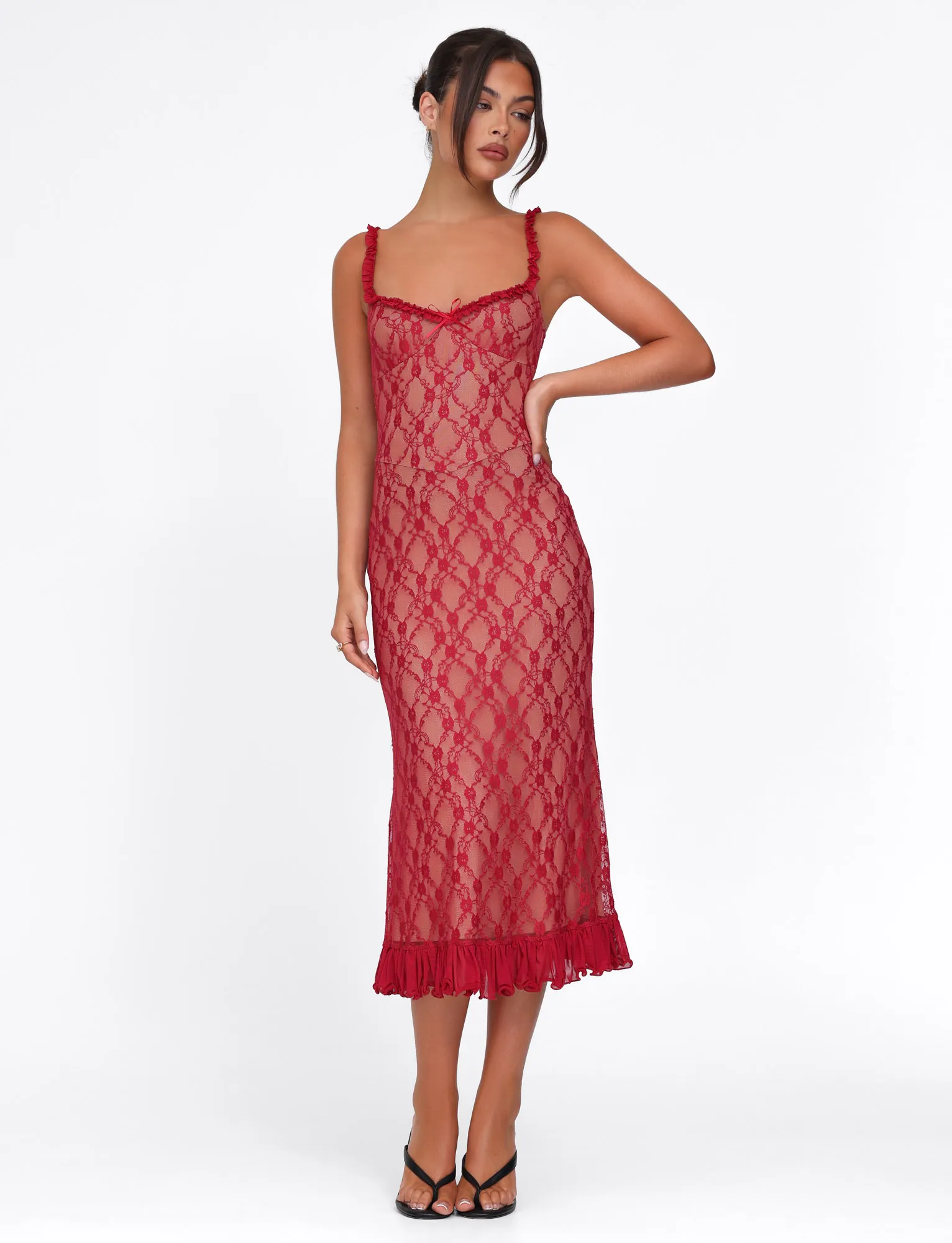 Light Fabric Subtle Comfort DEJA DRESS - RED : BERRY RED
