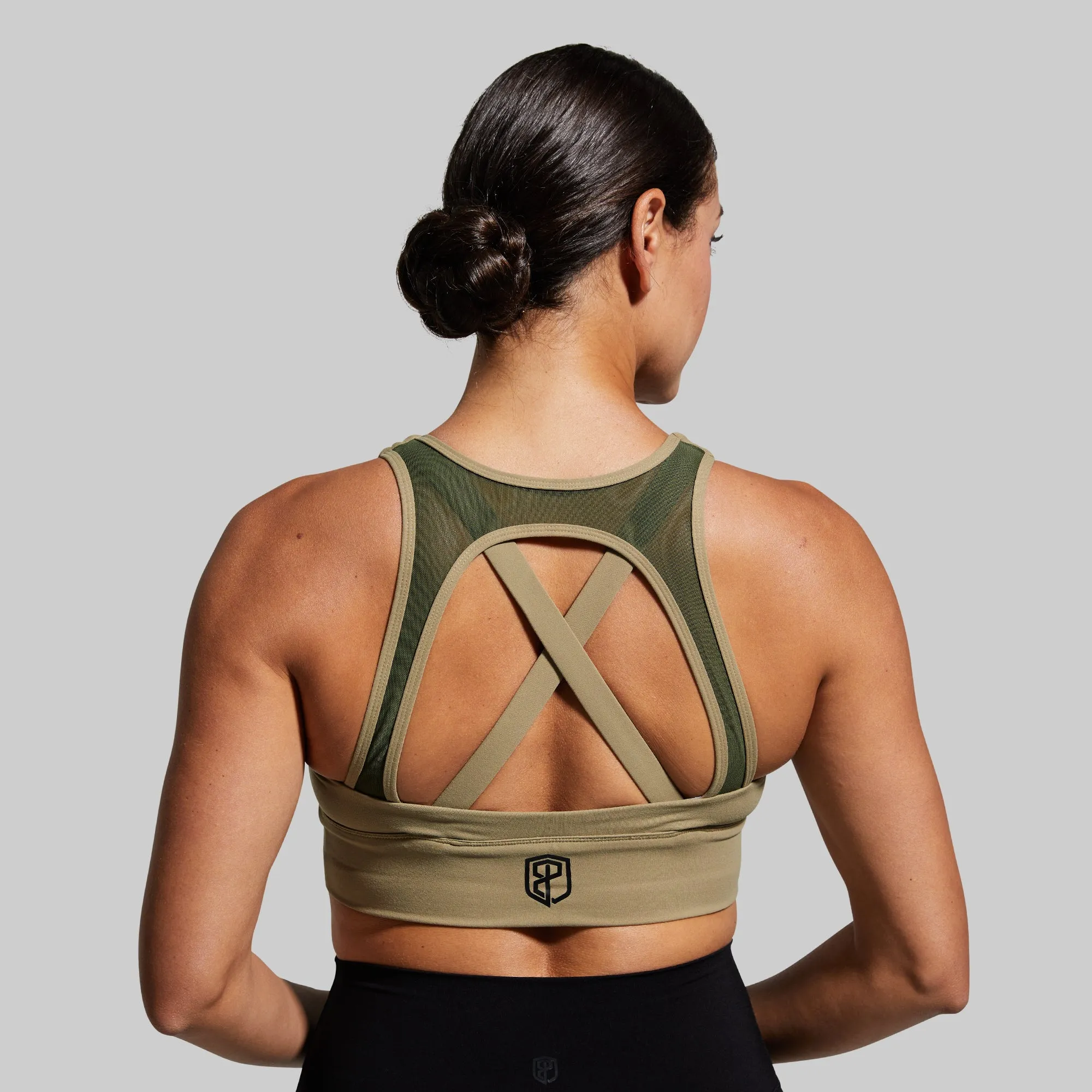 Decorated X-Factor Sports Bra (Brand Strength-Olive)