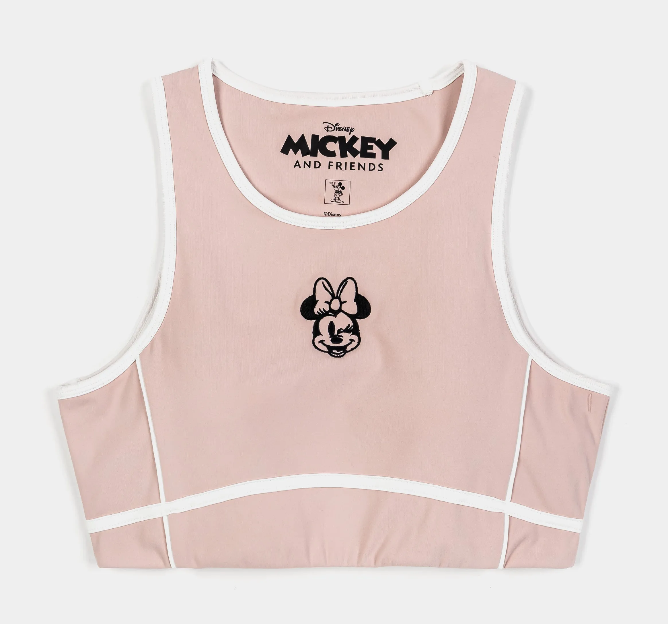 Reinforced Knees Disney Mickey and Friends By Shoe Palace Minnie Mouse Sports Bra Womens Top (Pink/Cream)