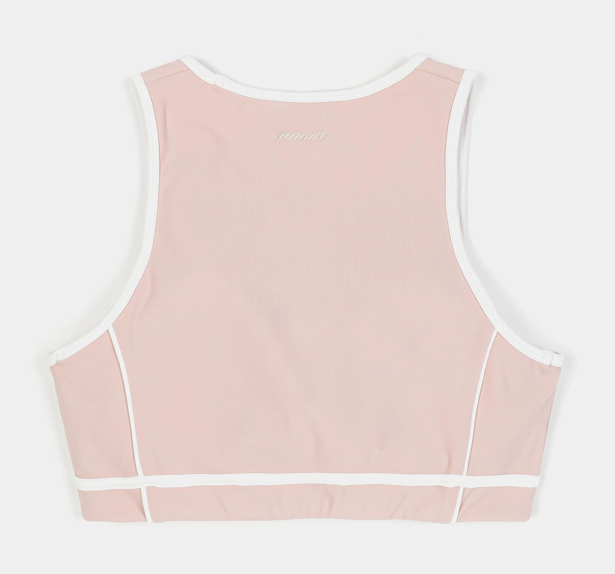 Reflective accents Handmade Glow Disney Mickey and Friends By Shoe Palace Minnie Mouse Sports Bra Womens Top (Pink/Cream)