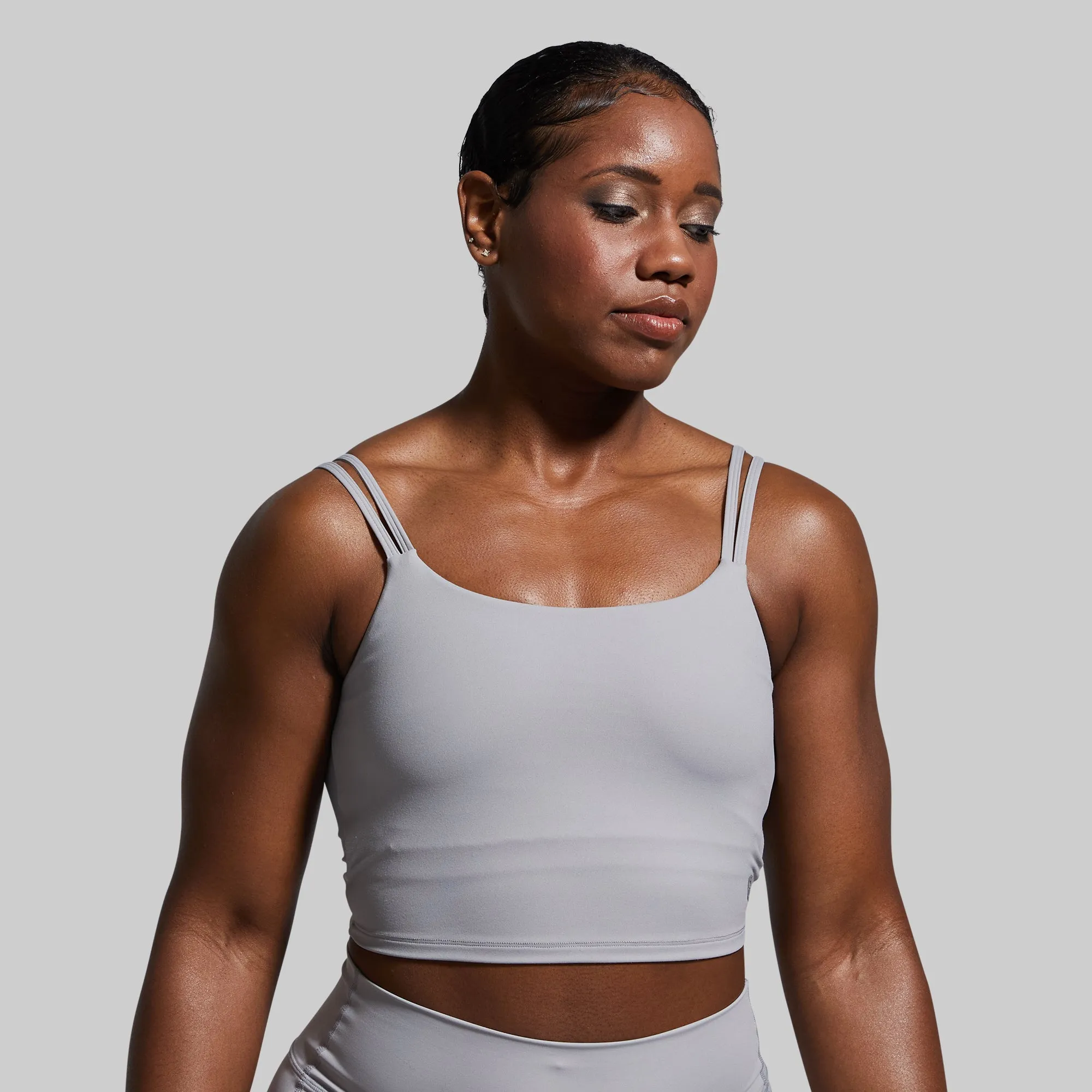 Don't Get It Twisted Sports Bra (Stone) elastic waistband