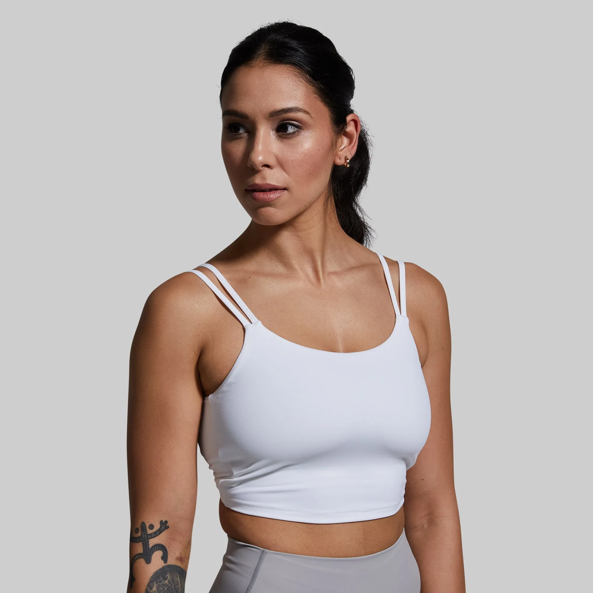 Water-resistant seams Printed Don't Get It Twisted Sports Bra (White)