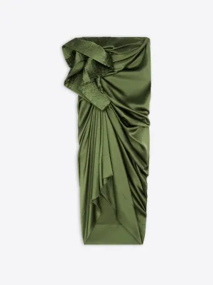 Draped silk satin skirt Mini length