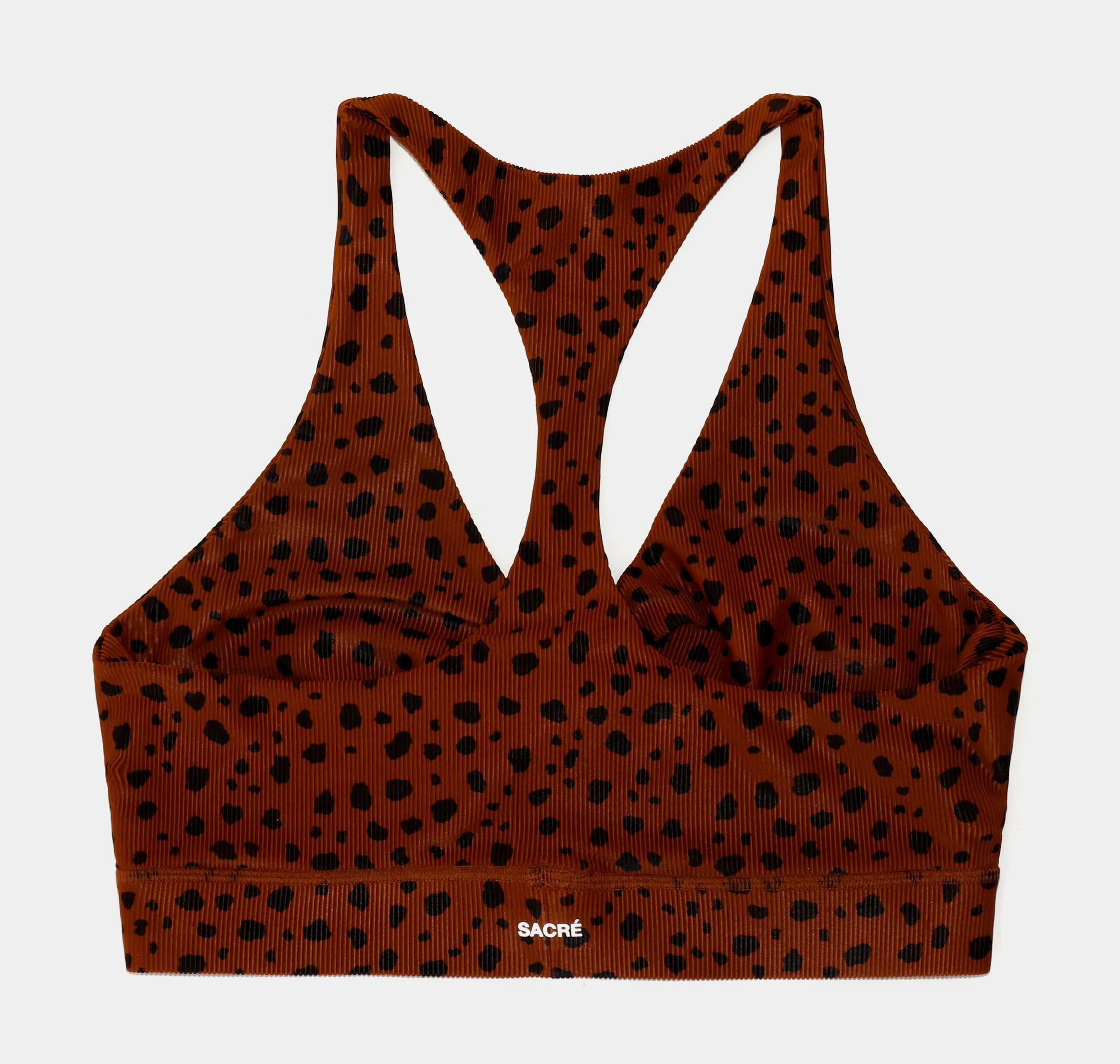 Riley Sports Bra Womens Top (Brown) HighCollar Style Cool Glow