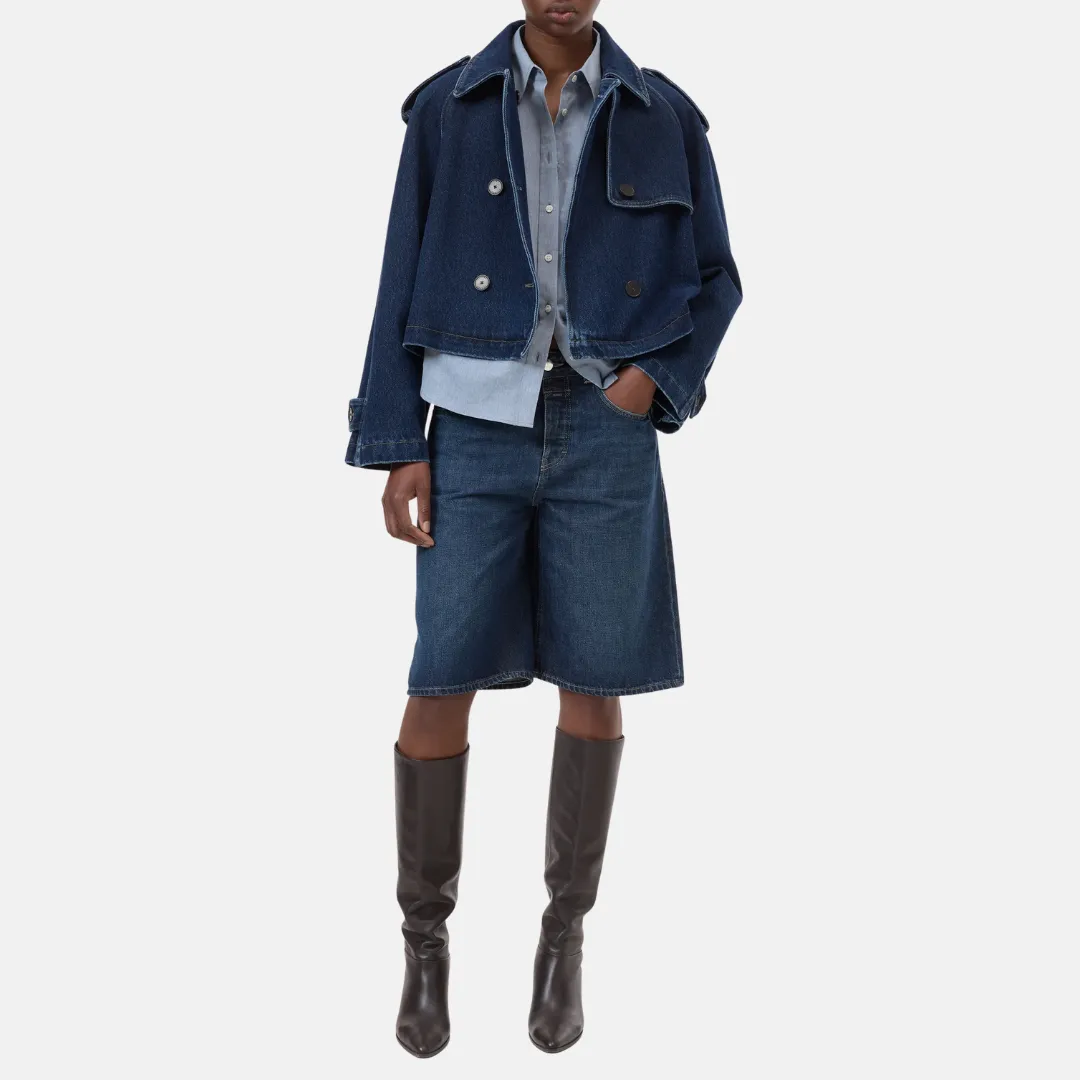 Cropped Trench (Dark Blue) Chic Urban