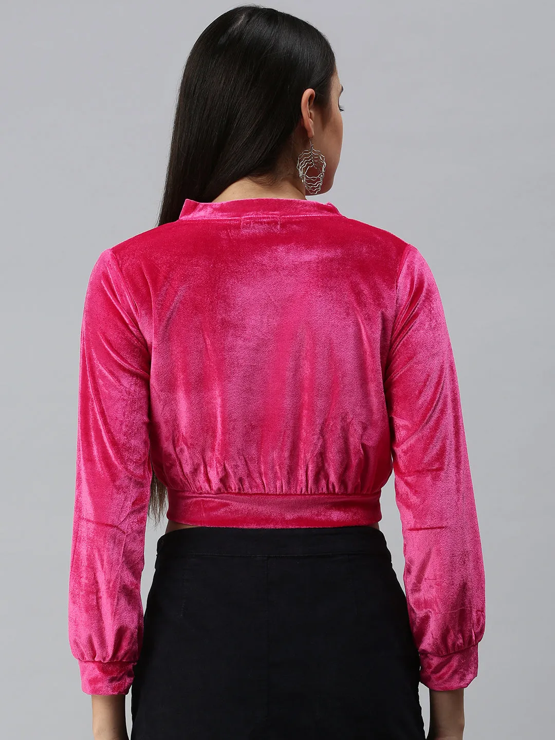 Women's Pink Velvet Crop Top Seasonal top