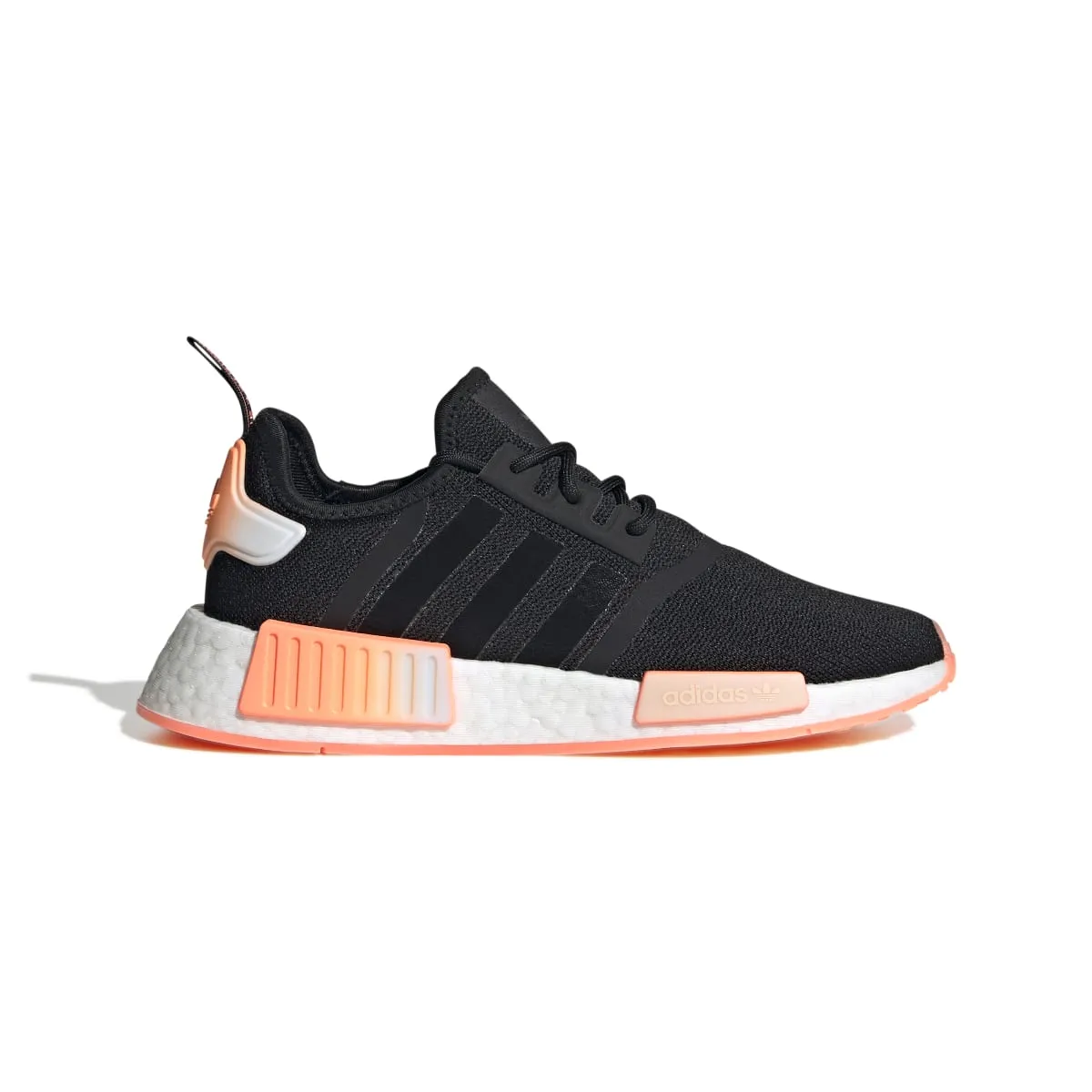 ADIDAS GW9463 NMD_R1 WMN`S (Medium) Black/Orange/White Stretch Fabric Running Shoes Orthotic Support Design