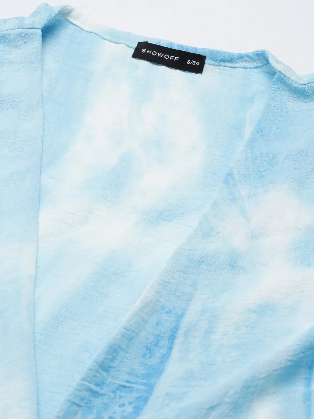 Sport Layer Fit Women's Blue Tie & Dye Flared Sleeve Wrap Crop Top