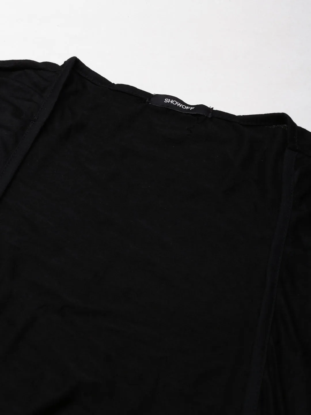 Women's Black Shoulder Straps Striped Maxi Dress With Shrug Date Ready