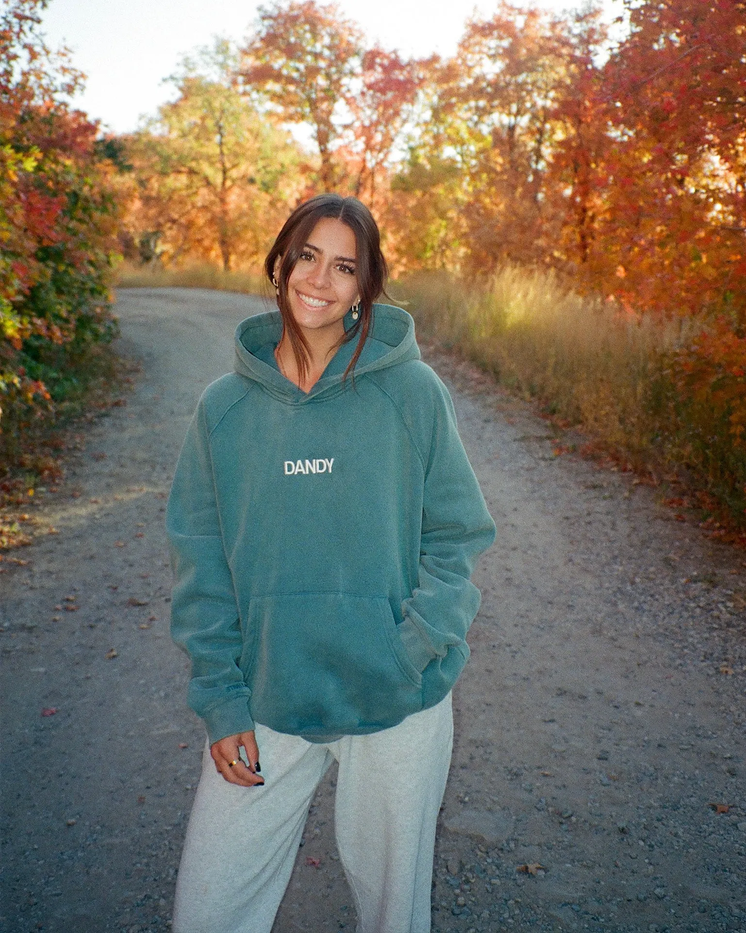 "Let's Go On An Adventure" Oversized Lux Hoodie in Pine Green Suede Fashion Forward