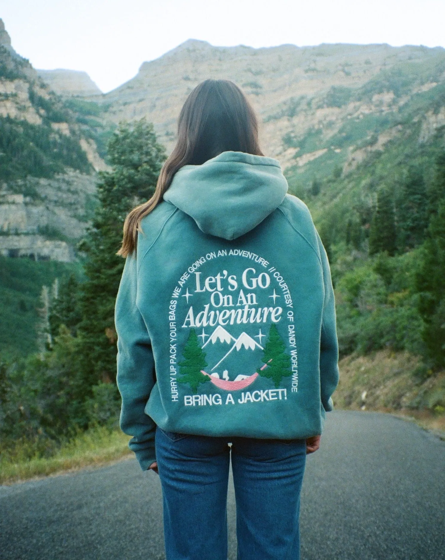 "Let's Go On An Adventure" Oversized Lux Hoodie in Pine Green Smart Layer
