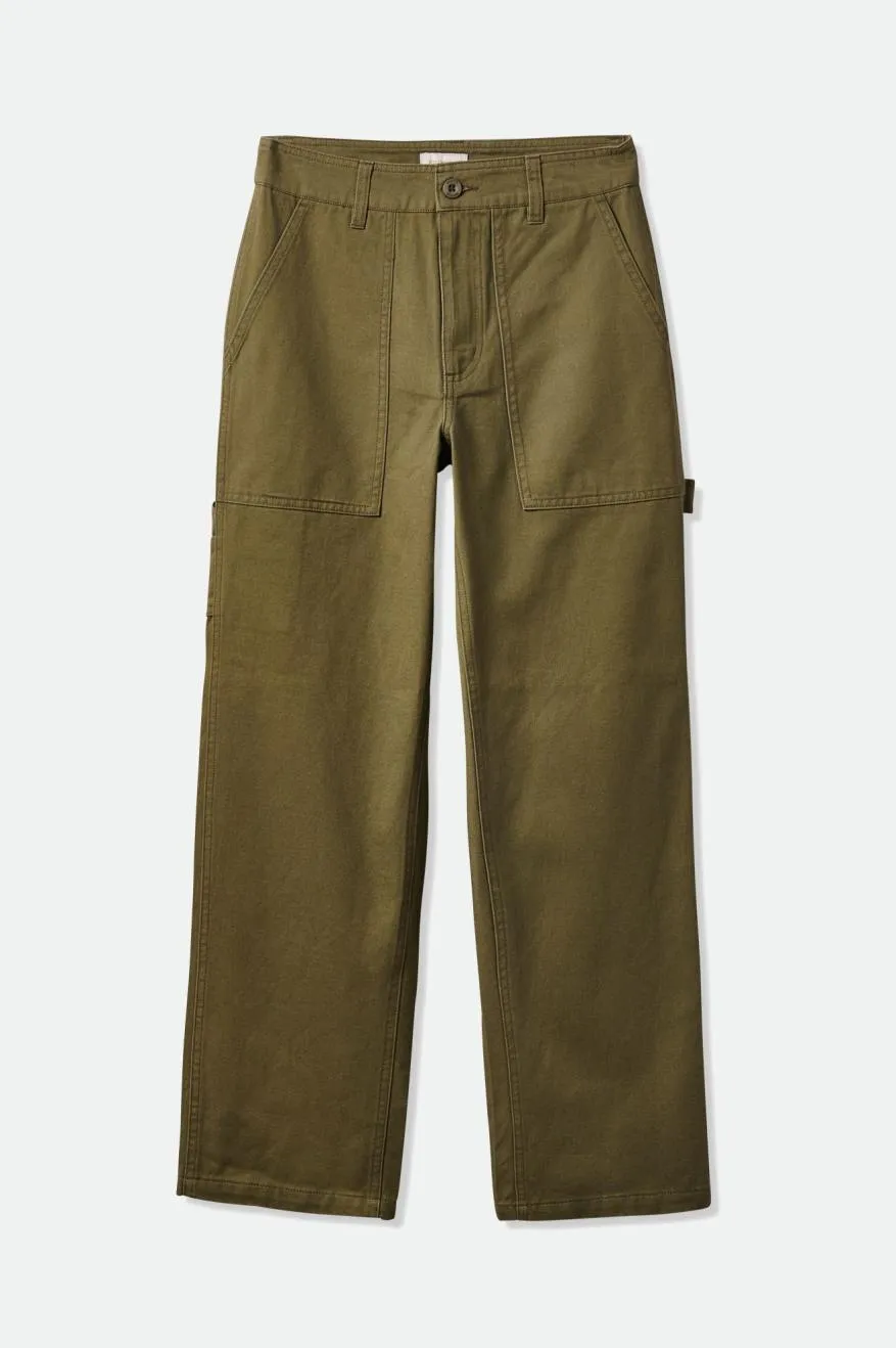 Alameda Pant - Military Olive high waisted Pocket Reinforcement