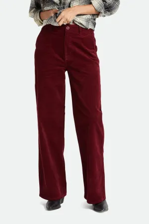 Victory Full Length Wide Leg Pant - Dark Burgundy Thermal Regulating Multi Panel Construction