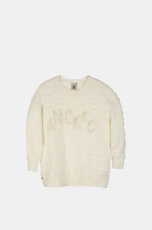 Ecru knitted jumper Polo Neckline Worn In