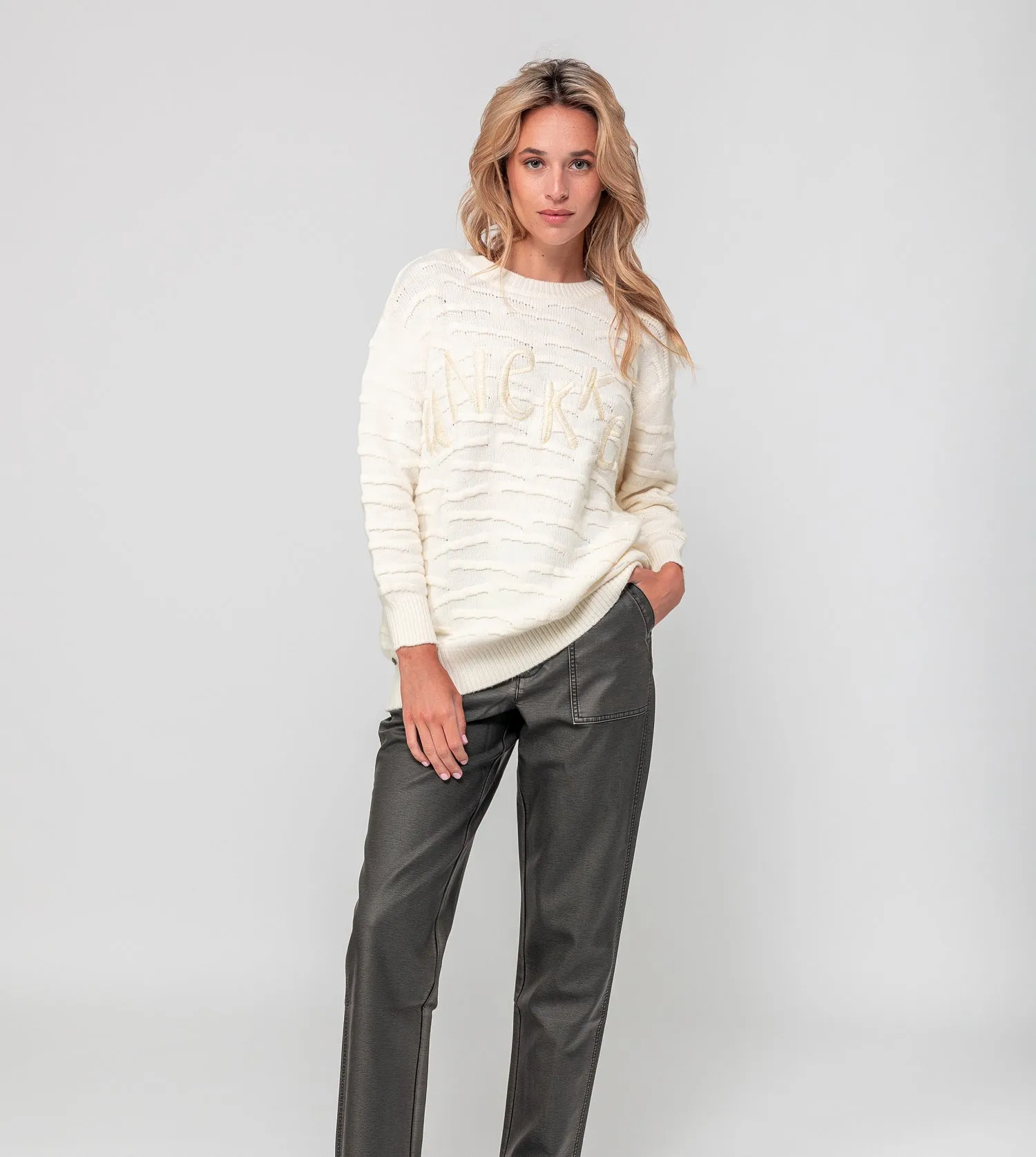Lightweight Open Weave Ecru knitted jumper