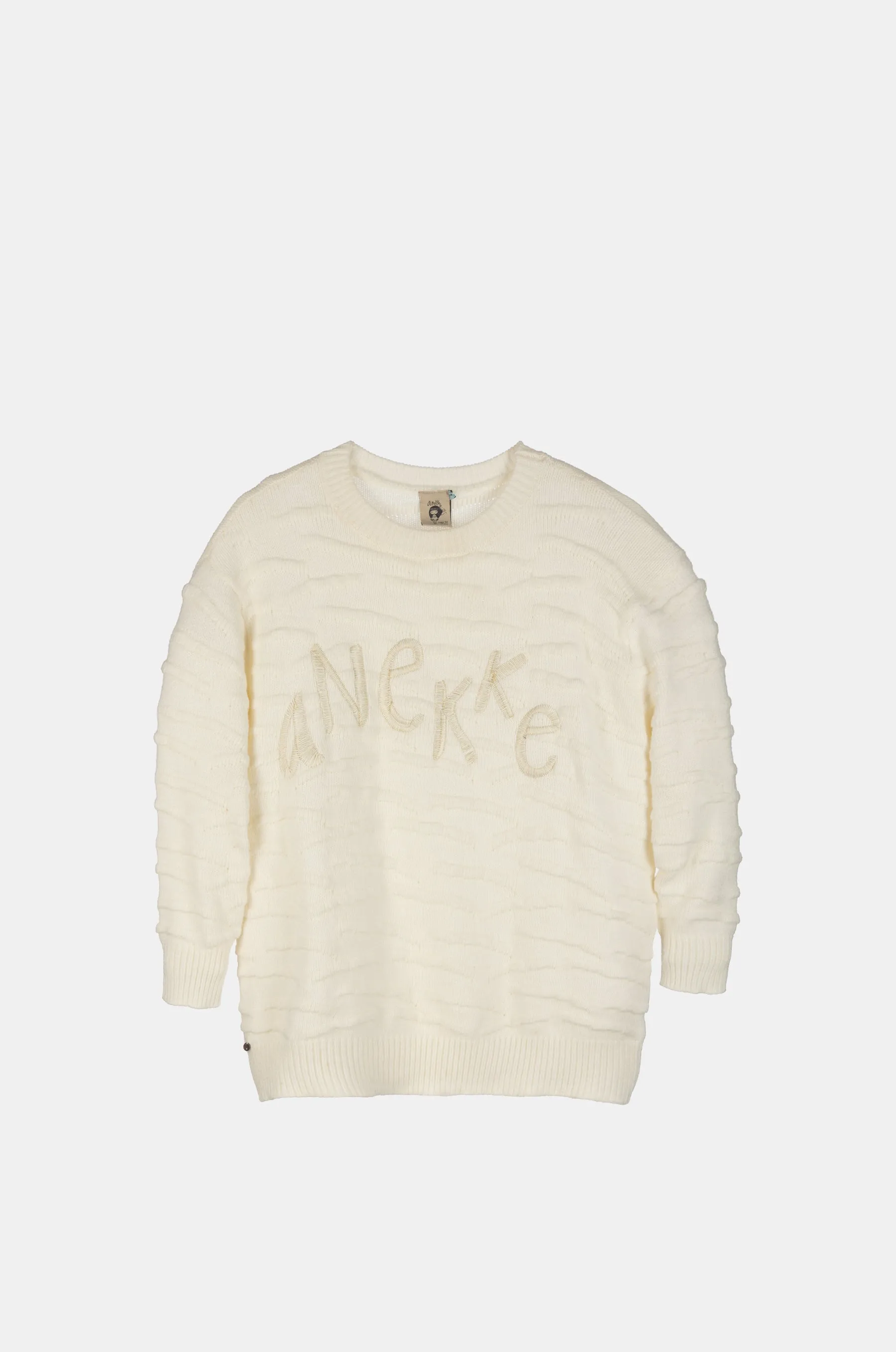 Ecru knitted jumper Polo Neckline Worn In