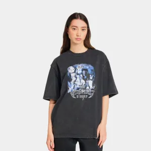 TearResistant Calm Core Buffy The Vampire Slayer Oversized Washed Womens Short Sleeve Shirt (Black/Purple)