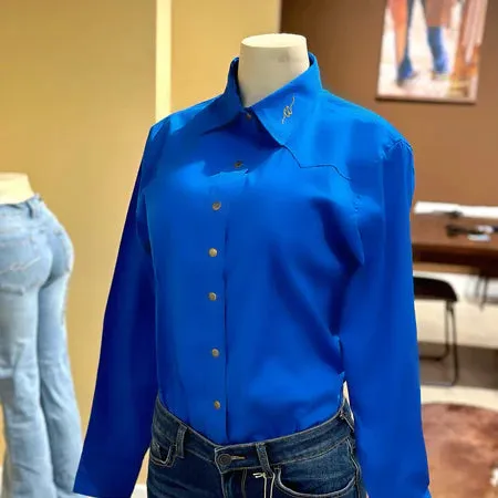 Ultra Soft Finish Versatile Layering Piece CC Western Women's Signature L/S Solid Western Snap Shirt in Royal Blue