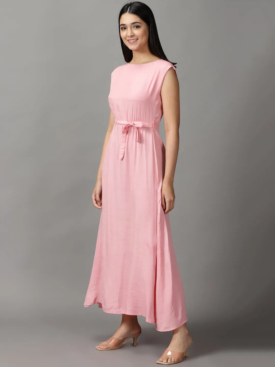 Women's Pink Fit & Flare Dress Move Free
