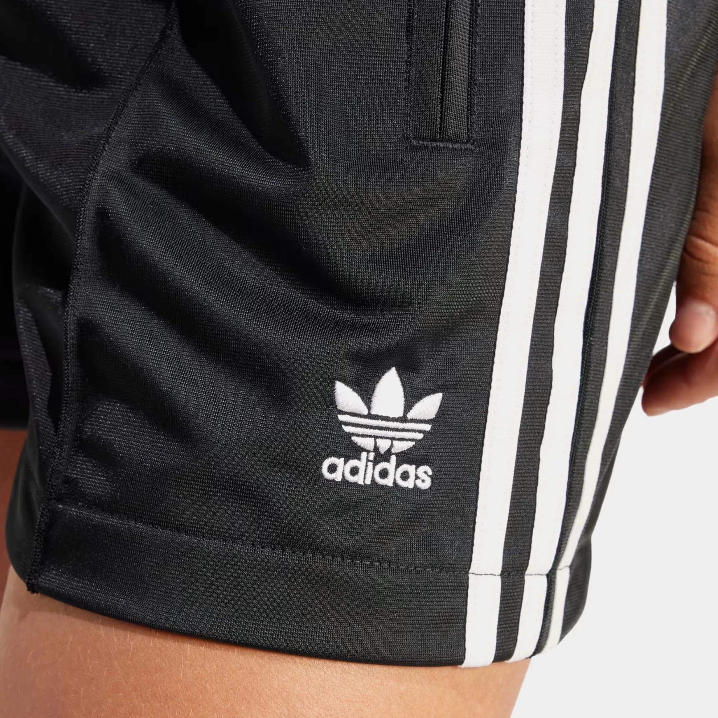 Sporty Style Seamless construction Firebird Track Womens Shorts (Black/White)