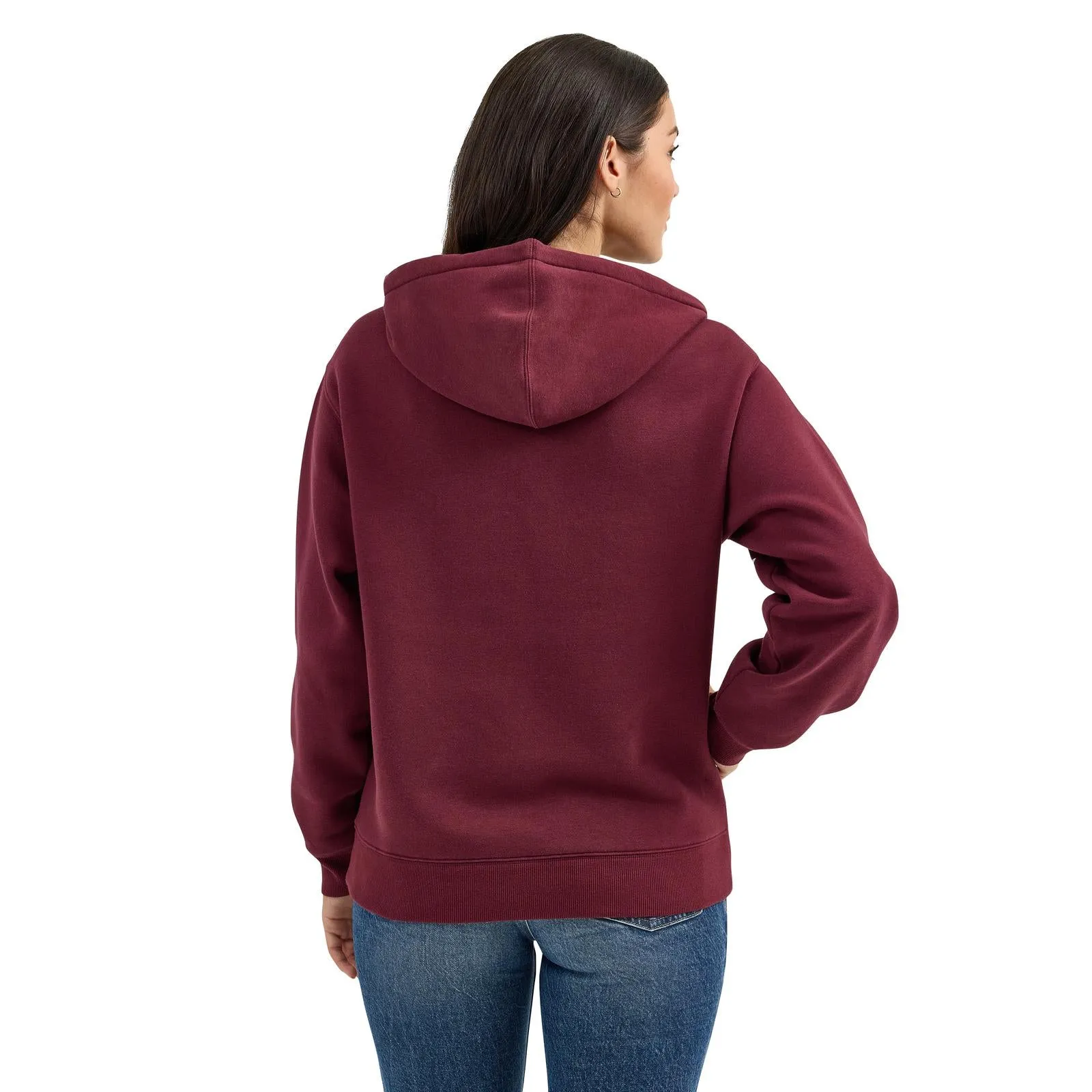Comfy Street Style Urban Look Wrangler Retro Women's Bold Logo Hoodie in Port