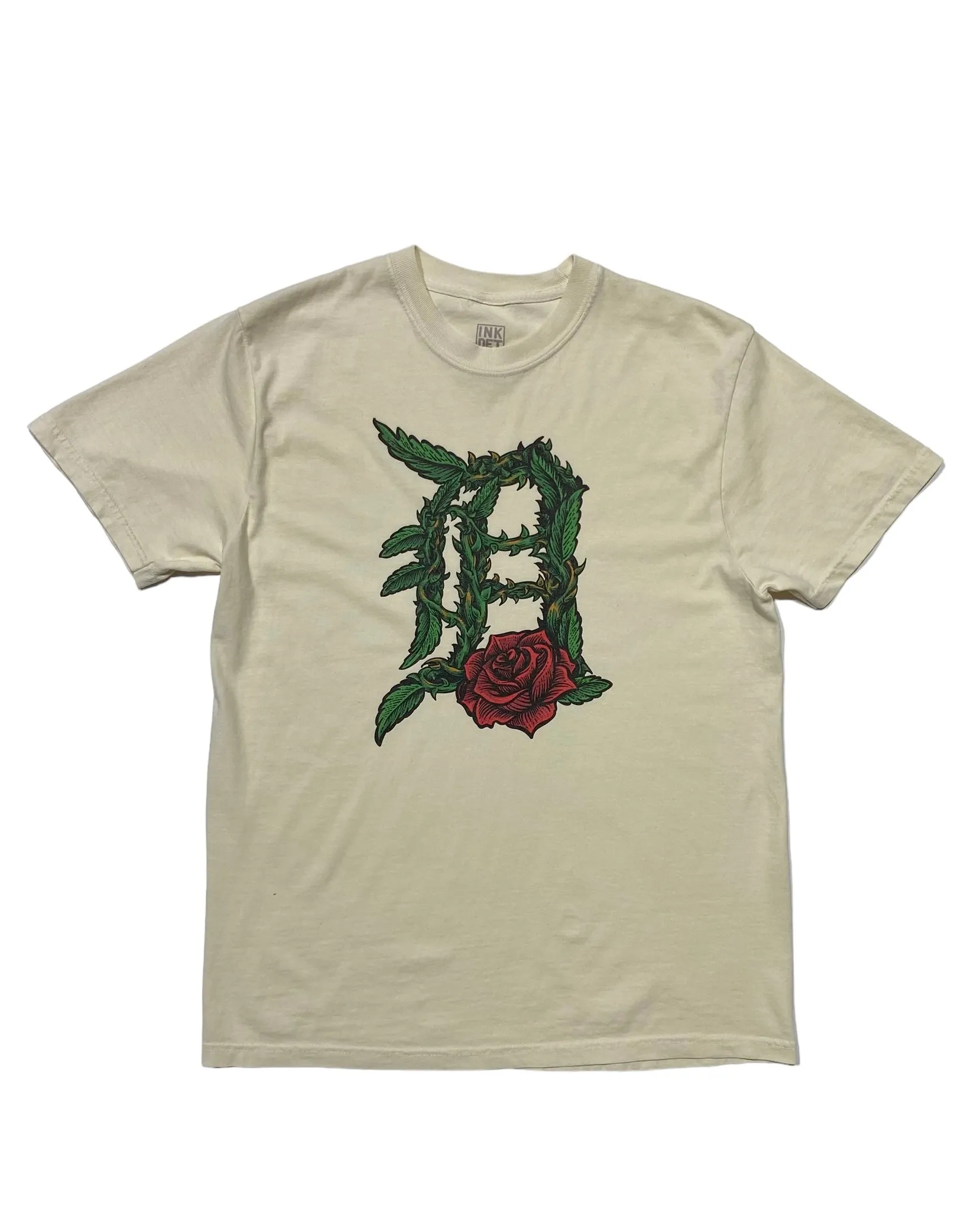 funky Slim Waist Ink Detroit - Old English D Rose - T-Shirt - Natural