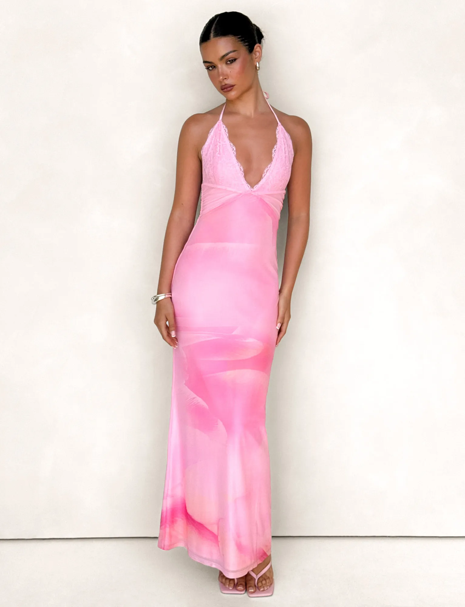 Refined Aesthetic DENAE MAXI DRESS - PINK : FLORAL : PINK BLOSSOM