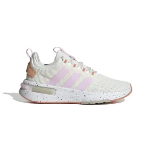 ADIDAS IF0044 RACER TR23 WMN'S (Medium) White/Orchid/Beige Textile Running Shoes running in a suburban area shoes