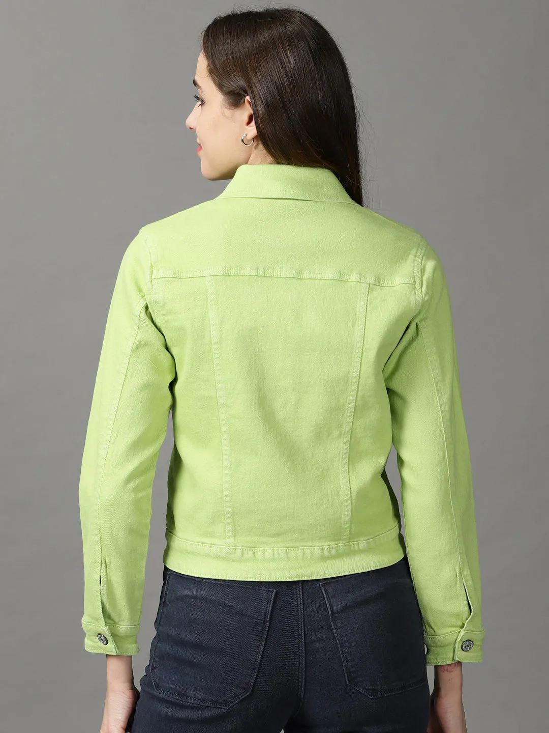 Women's Green Denim Jacket Lightweight Packability All Season Versatility