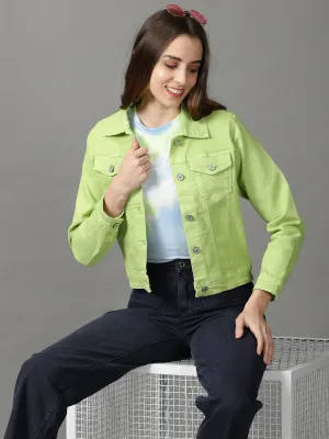 Fit For Travel Women's Green Denim Jacket