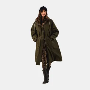 High Collar SheaLL Long Coat (Dark Green)
