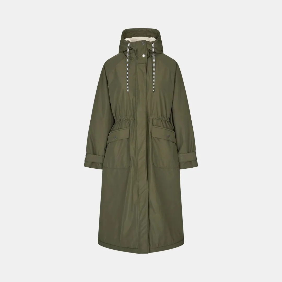 SheaLL Long Coat (Dark Green) Stretchable Fabric