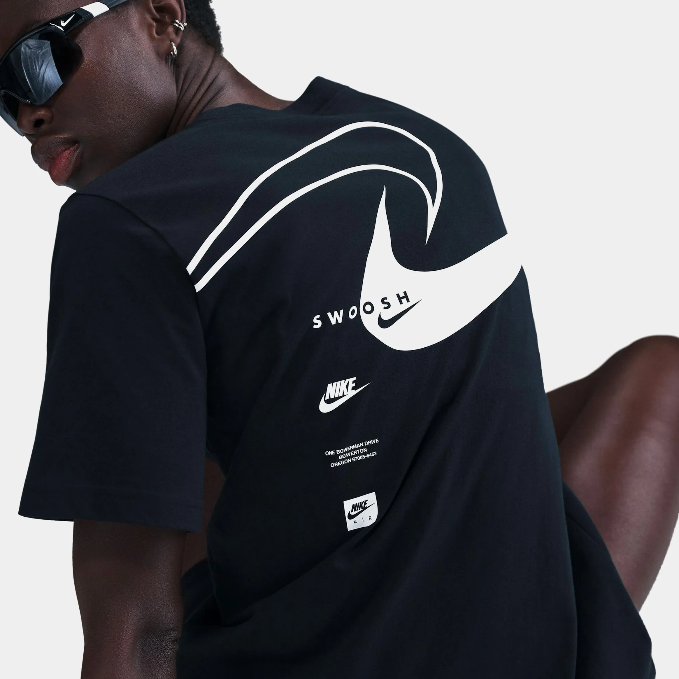 NSW Club Swoosh Womens Short Sleeve Shirt (Black) Icon Fit Code Soul