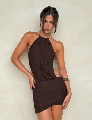 Profile Enhancer EVANNA MINI DRESS - BROWN : CHOCOLATE