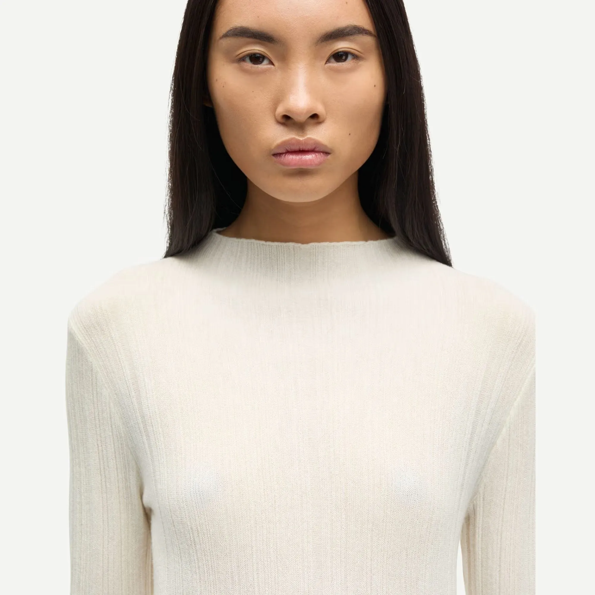Breathable Liner Integration Warm Vibe Sajose Turtleneck (Clear Cream)
